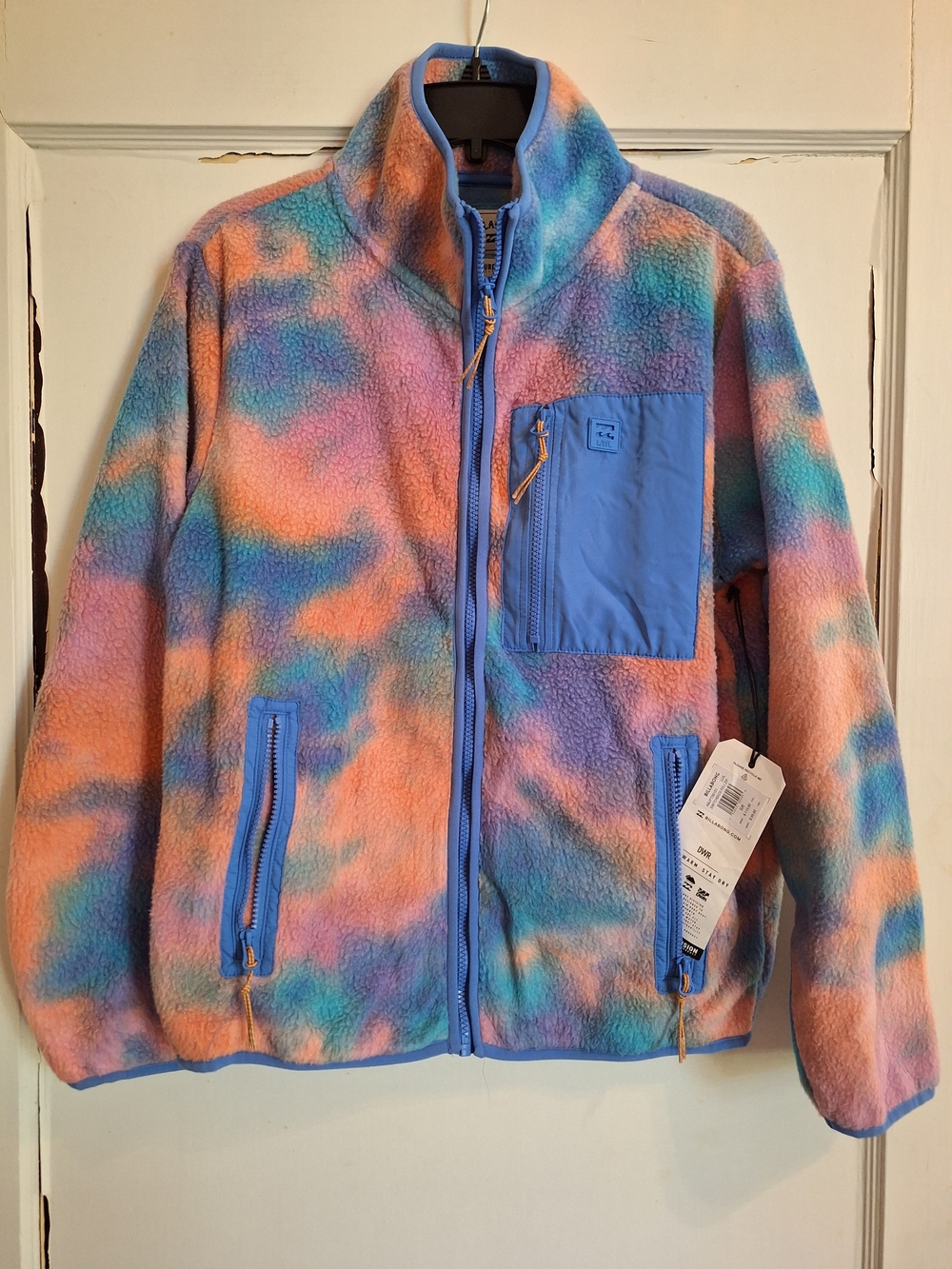 Billabong Womens NWT Switchback Fleece Jacket Tie Dye Adventure Division Sm Zip